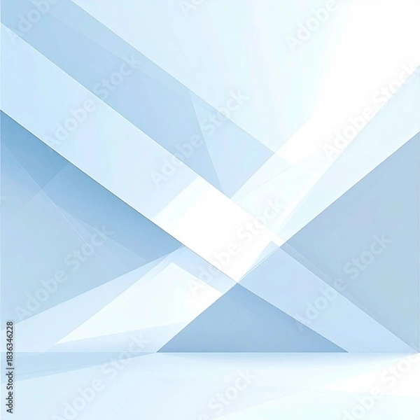 Fototapeta Abstract light-blue geometric shapes.  A light, airy, architectural design using overlapping, translucent planes and angles.  Soft light creates depth and visual interest