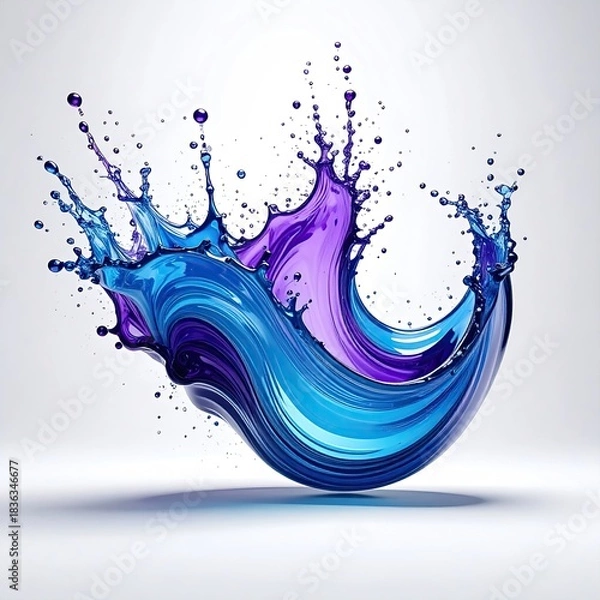 Fototapeta Abstract fluid splash of vibrant blue and purple liquid