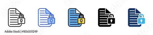 Obraz Locked File Icon Collection With Multiple Styles