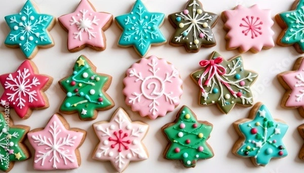 Obraz Pastel Christmas Cookie Flat Lay
