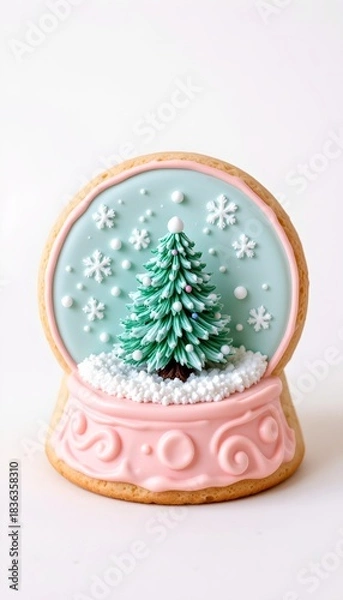 Obraz Cute Pastel Snow Globe Icing Cookie