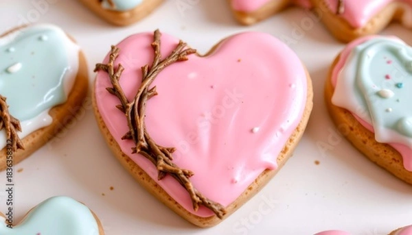 Obraz Heartshaped Cookie Wrapped Thorn Vines with Pastel Frosting