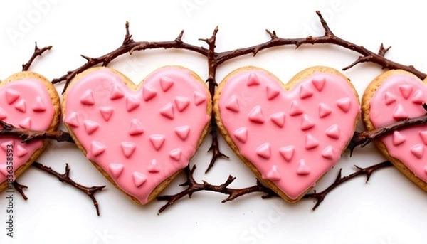 Obraz Sweet Heart Cookies with Thorn Vines Pastel Palette