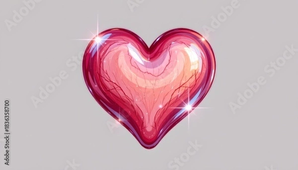 Obraz Pastel Cartoon Thorn Heart with Glossy Highlights