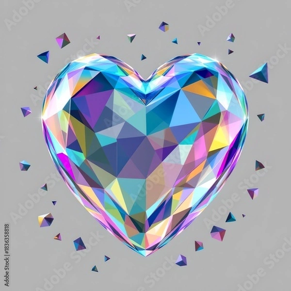 Obraz Translucent Crystal Heart with Floating Pastel Shards
