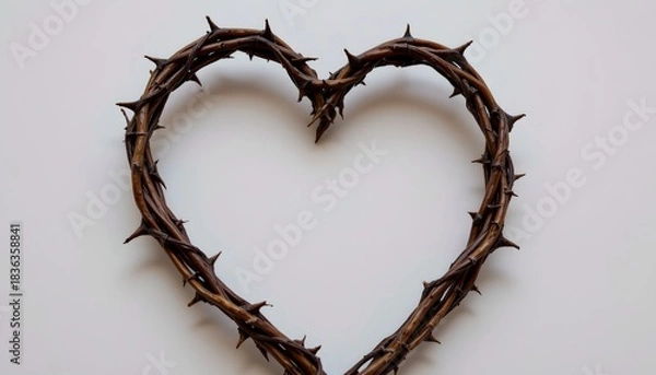 Obraz Elegant Heart Curved Thorns Pastel Surface