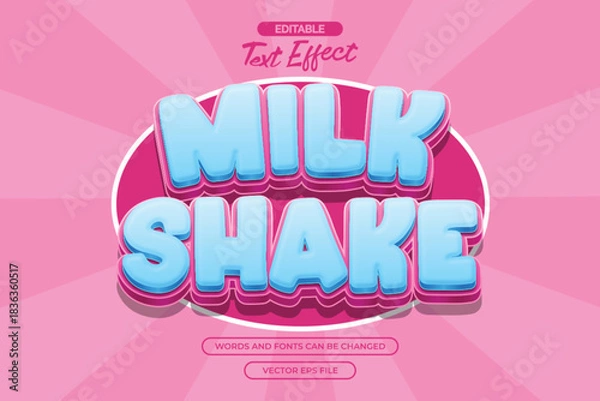 Obraz Milkshake editable text effect with cartoon text style and with pink comic background