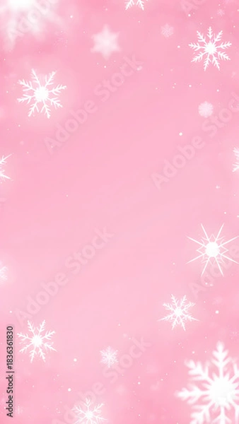 Fototapeta Charming Pink Snowflakes Background: Enchanting Winter Wonderland Pattern for Holiday Decor
