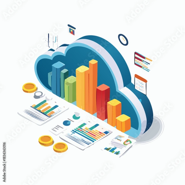 Fototapeta Cloud-Based Financial Data Analysis and Reporting.