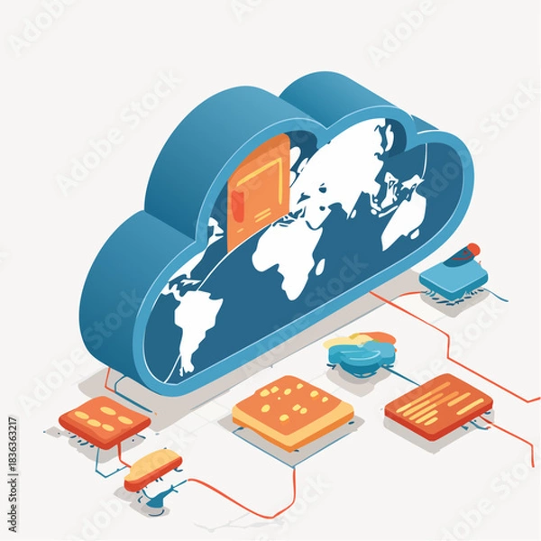 Fototapeta Cloud Computing Network Infrastructure Global Connection.