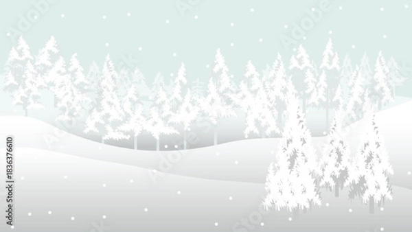 Obraz Christmas snowy winter landscape background