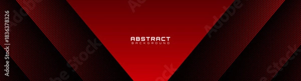 Fototapeta 3D red abstract background overlap layer on dark space with diagonal lines effect decoration. Modern graphic design element stripes style concept for web banner, art, flyer, card or brochure cover