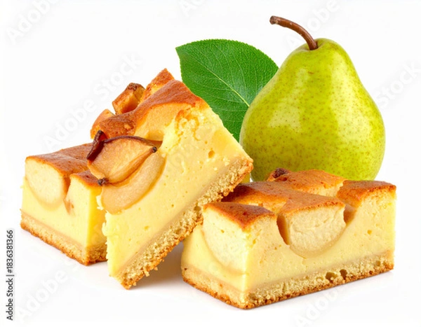 Obraz pear custard bars isolated on a white background