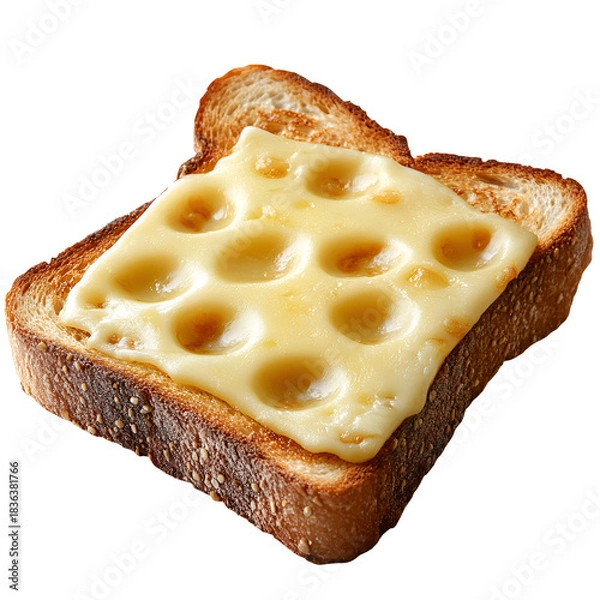 Obraz Melted cheese on toasted bread slice high quality image