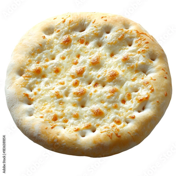 Obraz Melted cheese topped round flatbread isolated