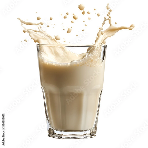 Obraz Milk splash in glass dairy beverage transparent background