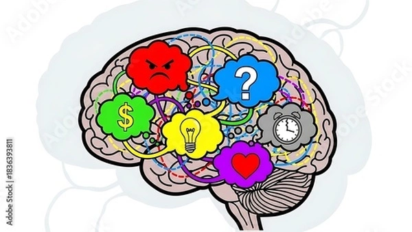 Obraz Thinking Process with Emotions and Thoughts