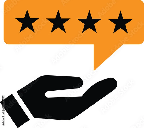 Obraz User Rating Badge Icon – 4 Star Review Symbol