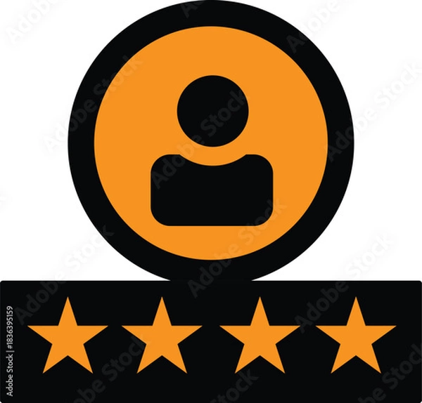 Obraz “User Rating Icon – 4 Star Customer Review Badge Vector”