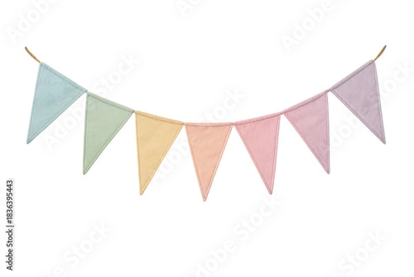 Obraz Pastel bunting flags string for party celebration, creating a festive atmosphere with decorative pennants