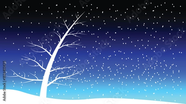 Obraz Winter landscape background, falling leaves, Christmas, snow