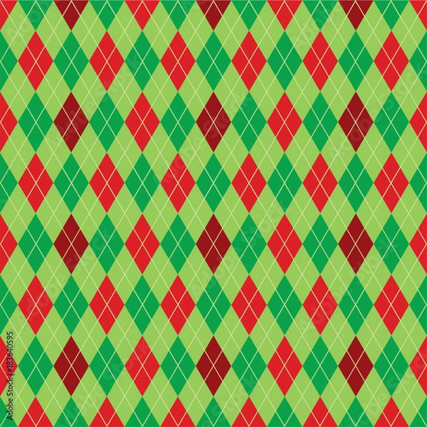Obraz Argyle diamond pattern background in Christmas colors. wrapping paper in vector format