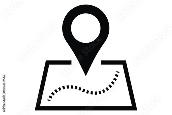Obraz Location & Map Pin Icon Set – Vector Outline Symbols for GPS, Navigation, Geolocation, and Mapping