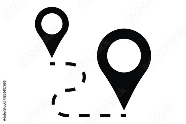 Obraz Location & Map Pin Icon Set – Vector Outline Symbols for GPS, Navigation, Geolocation, and Mapping