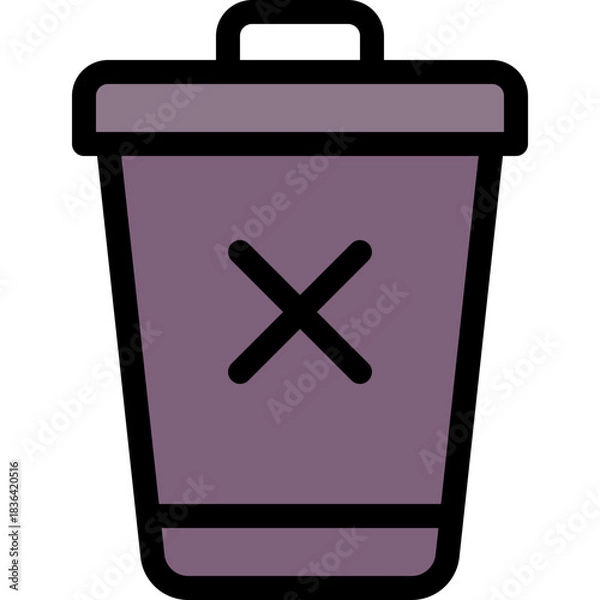 Obraz Trash Bin Delete Waste Lineal Colour Style Vector Icon