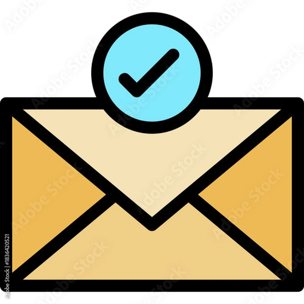 Obraz Verified Email Message Lineal Colour Style Vector Icon