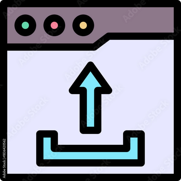 Obraz Upload Browser Window Lineal Colour Style Vector Icon