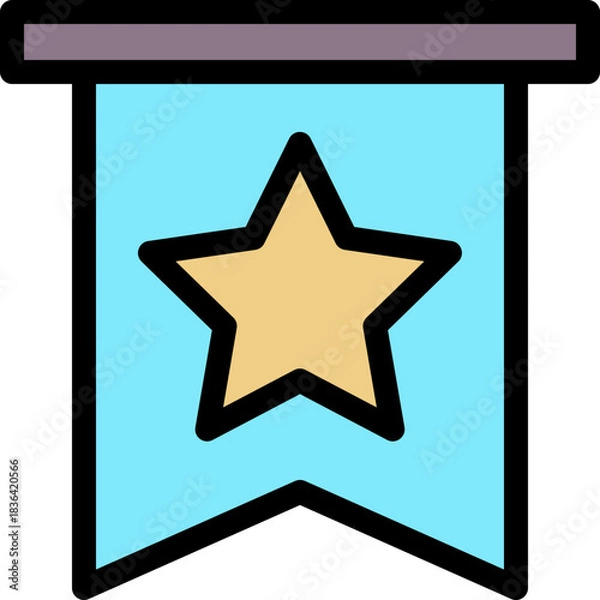 Obraz Bookmark Star Favourite Badge Lineal Colour Style Vector Icon