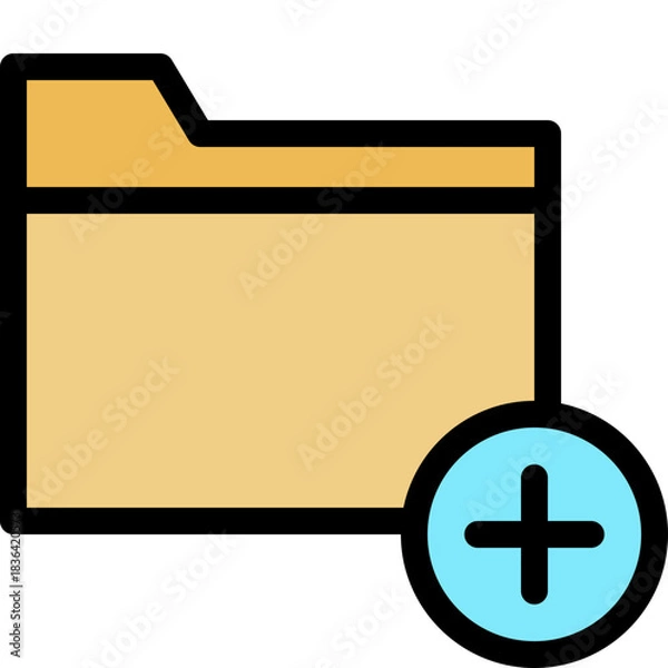 Obraz Add New Folder Lineal Colour Style Vector Icon