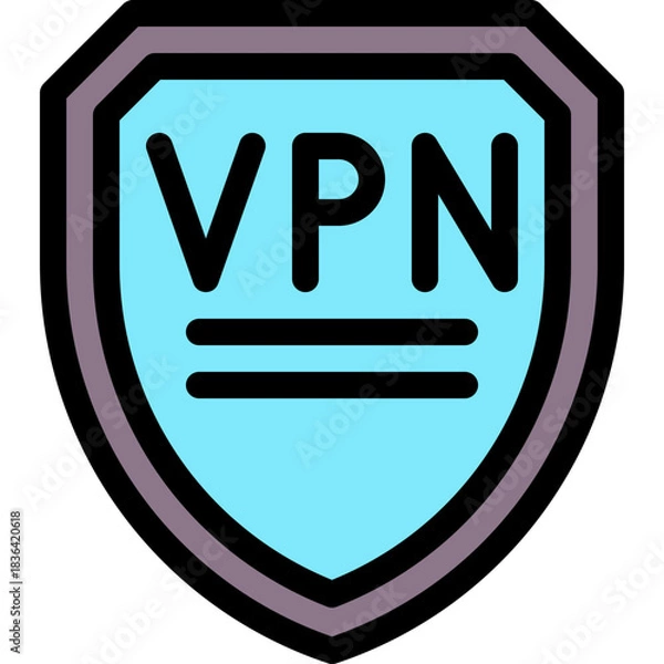 Obraz VPN Security Shield Lineal Colour Style Vector Icon