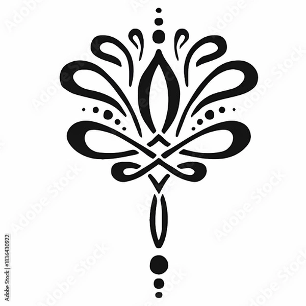 Obraz black and white floral design for tattoo