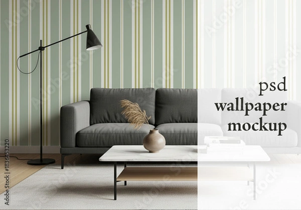 Obraz living room wallpaper mockup
