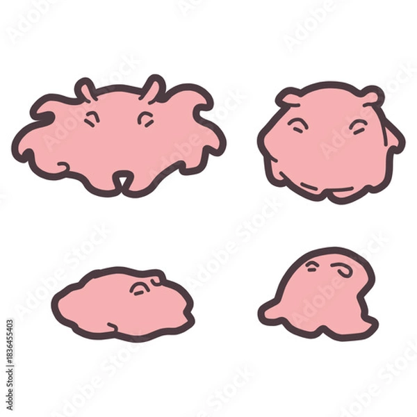 Obraz シンプルでかわいいメンダコのイラストセット