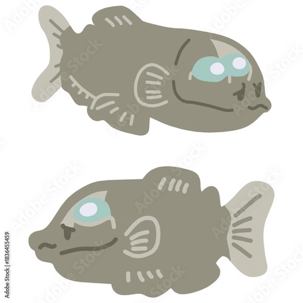 Obraz シンプルにデフォルメしたかわいいデメニギスのイラスト