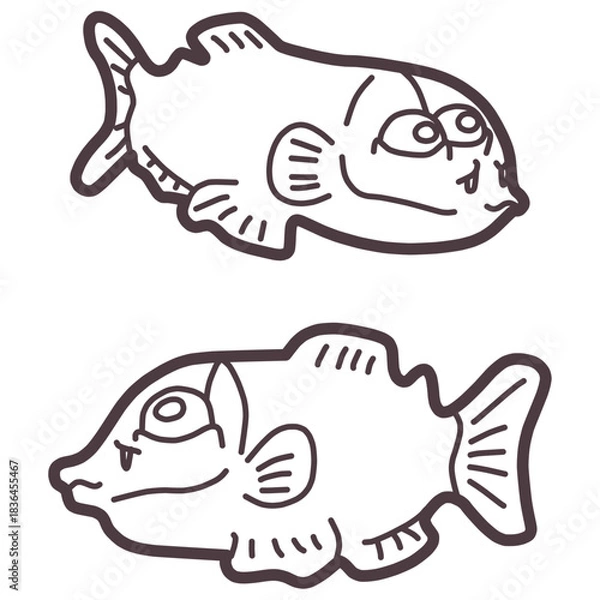 Obraz シンプルにデフォルメしたかわいいデメニギスのイラスト