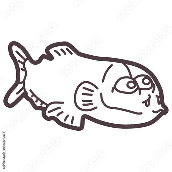 Obraz シンプルにデフォルメしたかわいいデメニギスのイラスト