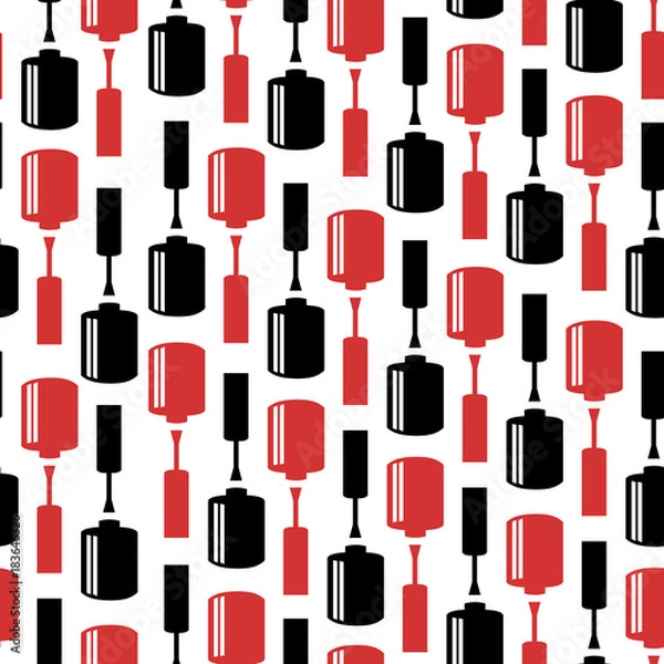 Fototapeta Vector seamless pattern with nail polish bottles.