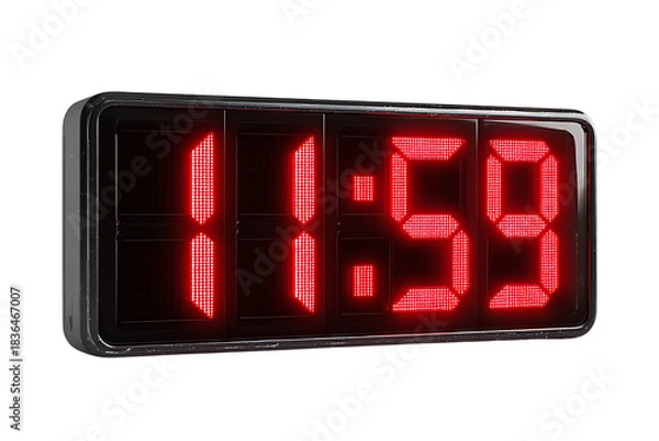 Fototapeta Digital Clock Display Showing New Year Countdown Time 11:59, isolated on a transparent background.