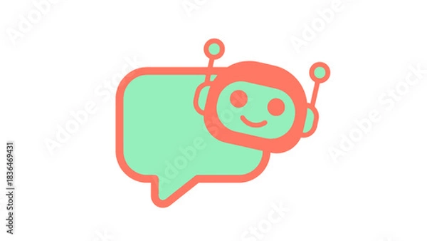 Obraz Friendly AI Assistant Speech Bubble Logo Design Smart Chatbot Technology