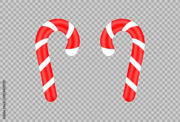 Fototapeta Festive Christmas candy cane duo on transparent background symbolizing holiday cheer and sweetness