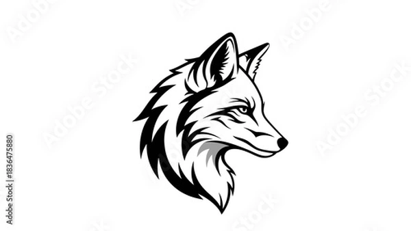 Obraz Fox Head Illustration – Wild Animal Mascot Logo in Bold Line Art Style