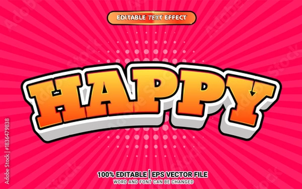 Obraz Happy 3d fun comic text effect