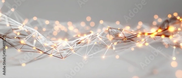 Obraz Artificial intelligence neural network visualization with glowing connections on white background