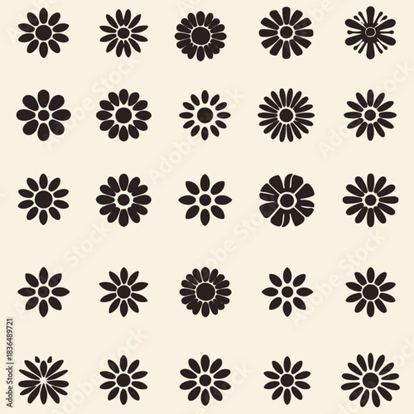 Obraz Daisy Icon Set in Different Shapes