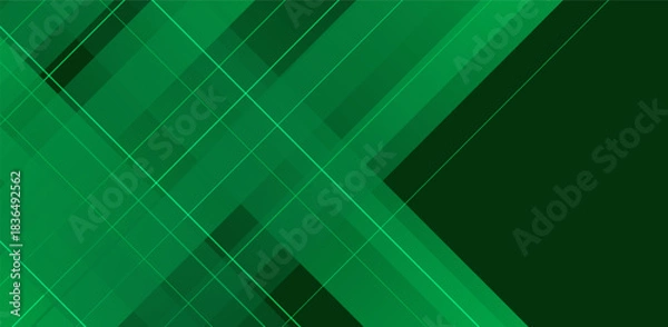 Fototapeta Abstract green gradient background. Modern green abstract rectangular lines for presentation, banner, and brochure designs
