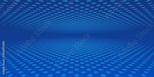 Fototapeta Blue pixel background. Abstract digital pattern with square elements grid. Futuristic dotted mesh with gradient effect. Geometric minimal digital design. Modern vector illustration.